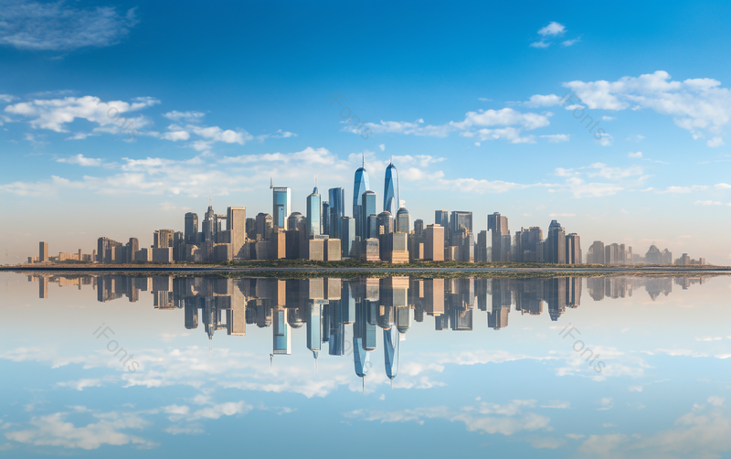 俯拍高耸豪华城市倒影全景,高清,摄影图,摄影图片,图片大全,摄影图免费下载